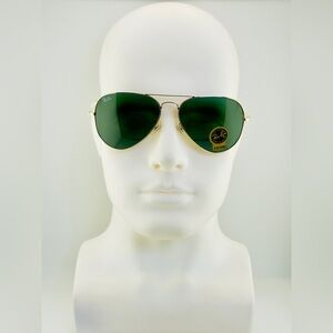 Ray-Ban Aviator Classic Sunglasses RB3025 Polished Gold Frame G-15 Green Lenses